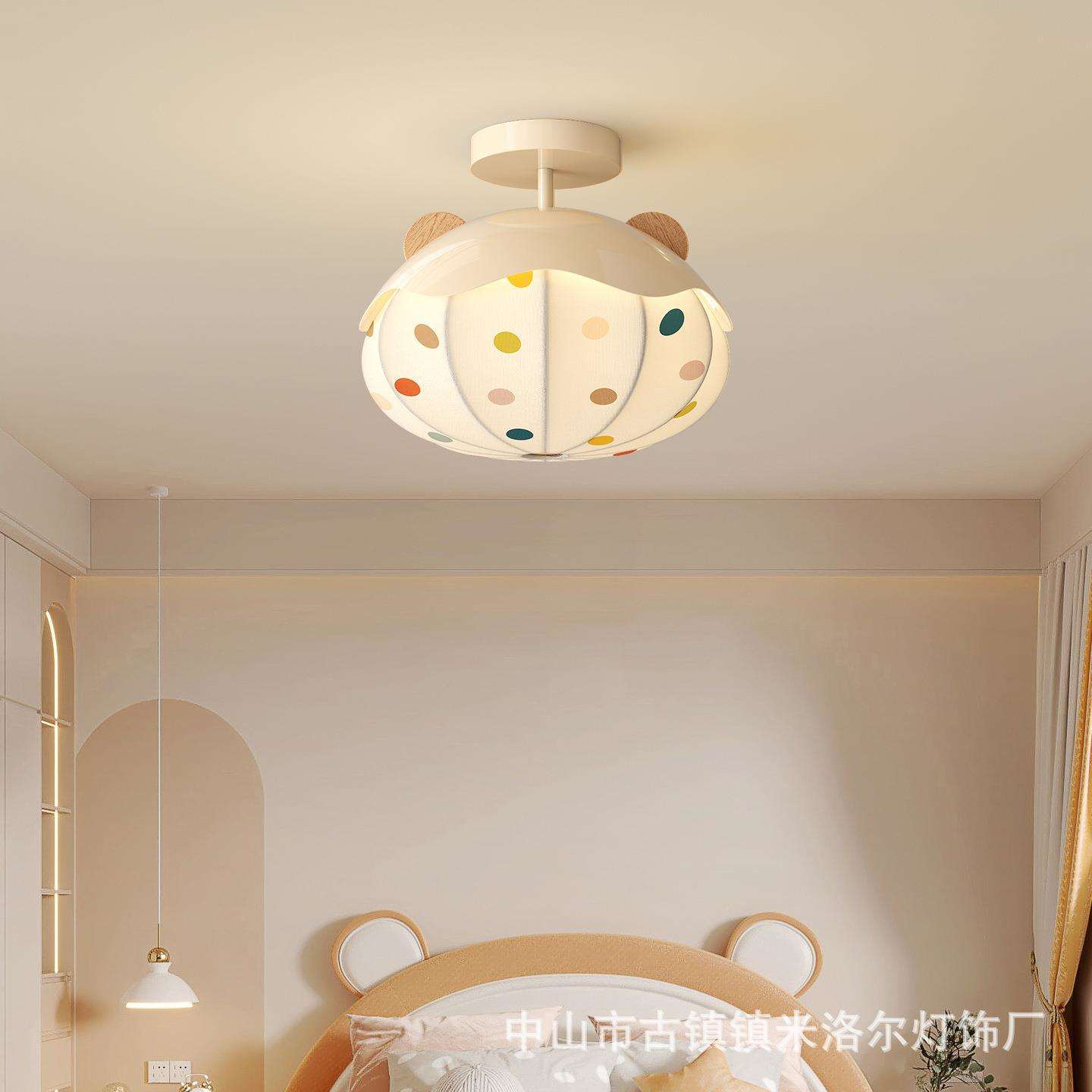 刺绣布艺park公园儿童吊灯棉麻手工卡通灯罩日式衣帽间书房卧室灯