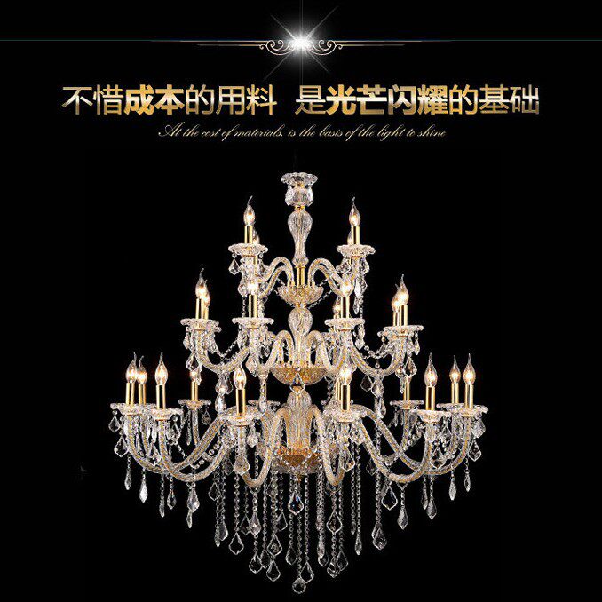 欧式蜡烛水晶灯LED玻璃弯管吊灯客厅餐厅酒店别墅蜡烛吊灯轻奢