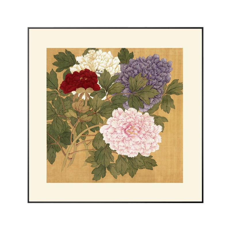 清恽寿平牡丹册字画国画新中式装饰画花鸟画客厅沙发玄关茶楼挂画