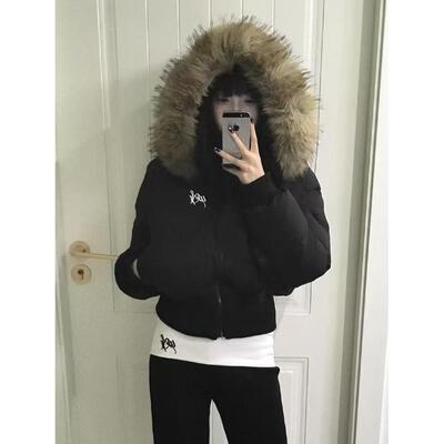 美式毛领棉服女冬季2025