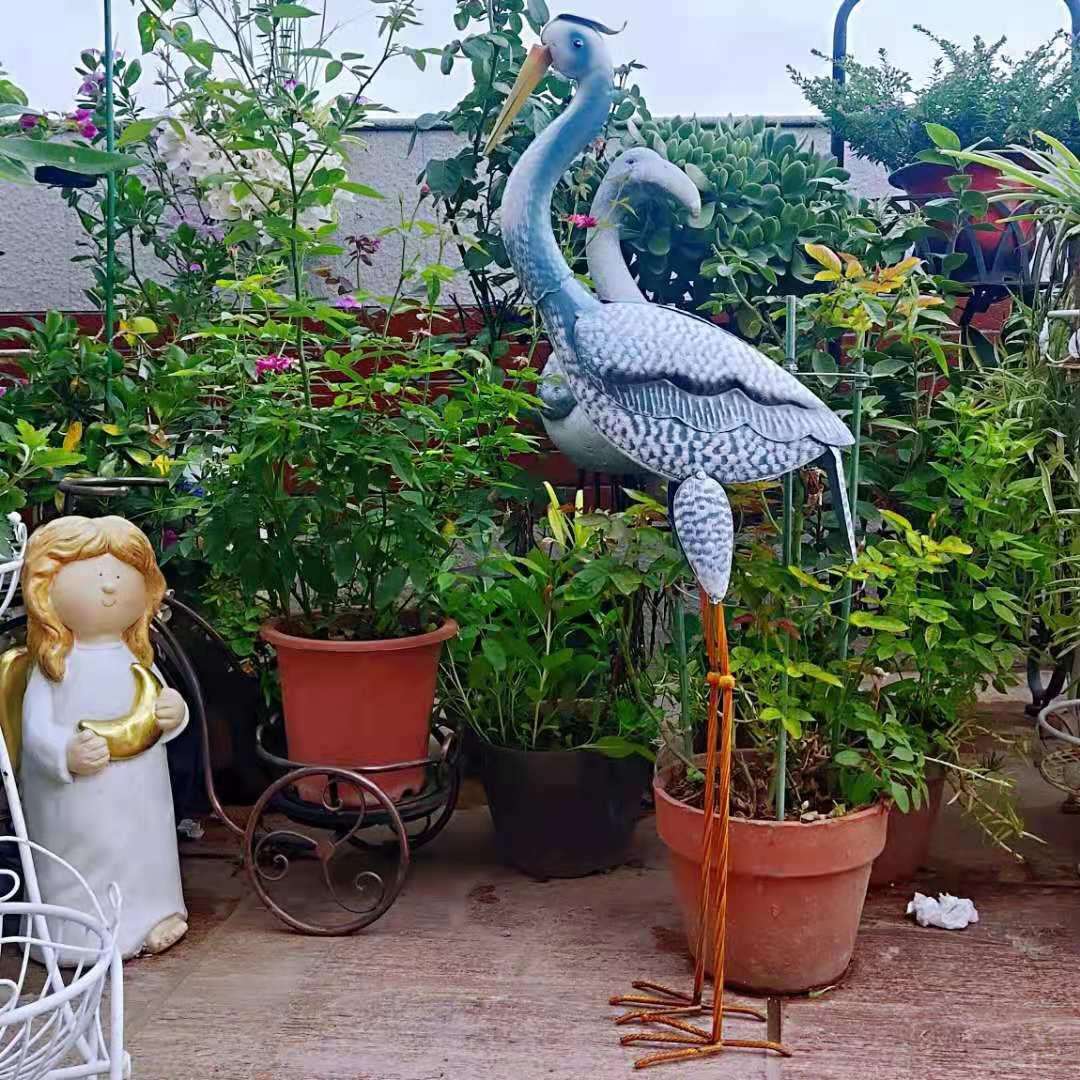 铁艺时尚花园阳台店铺庭院长脚仙鹤装饰摆件