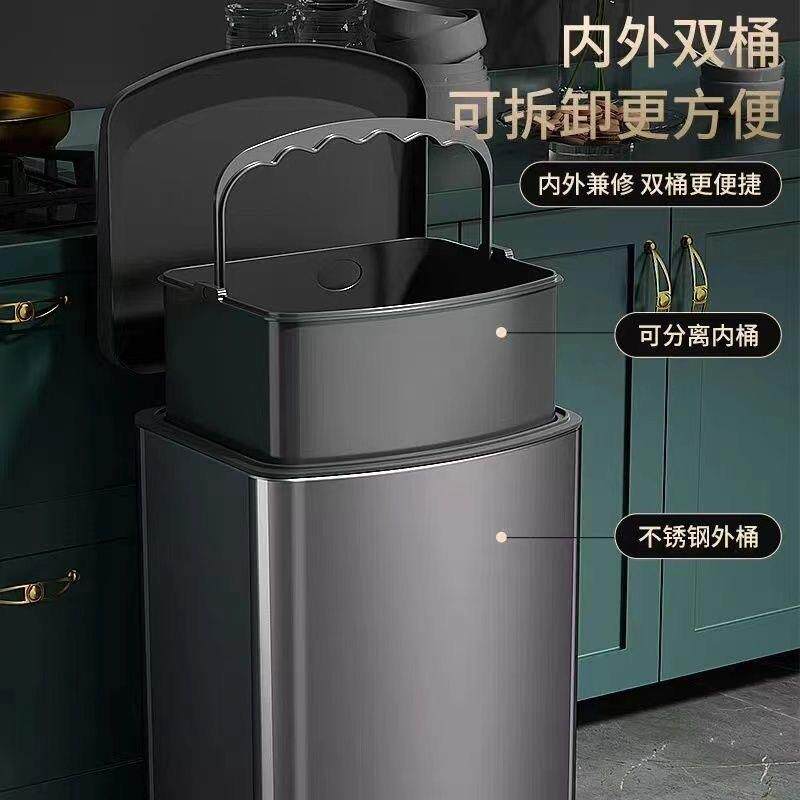 不锈钢垃圾桶脚踏式厕所厨房带盖脚踩高档轻奢纸篓