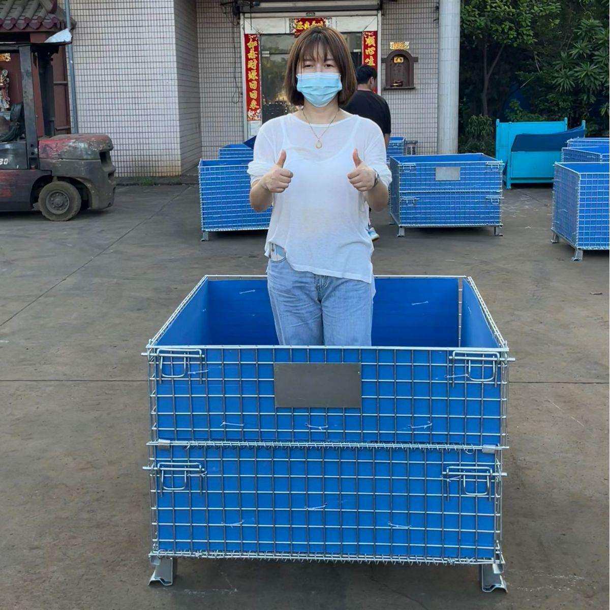 仓库笼仓储器材折叠笼折叠铁笼铁框蝴蝶笼周转箱托盘收纳可叠放