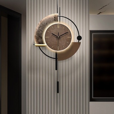 2025新款现代轻奢高级感钟表挂钟客厅时钟挂墙格栅装饰挂表