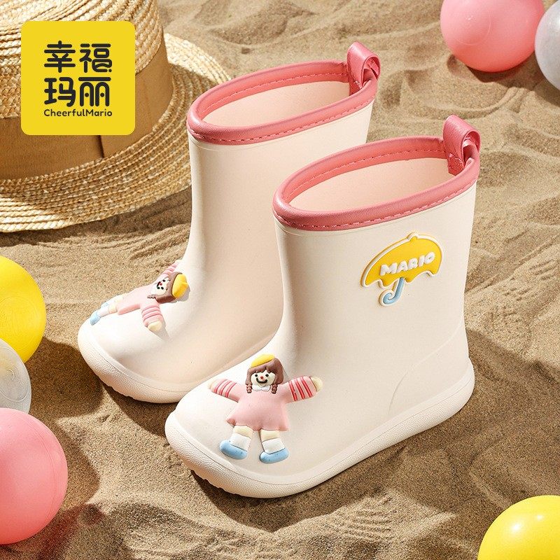 幸福玛丽儿童雨鞋女款男孩雨靴宝宝水鞋防滑男童女童幼儿防水胶鞋