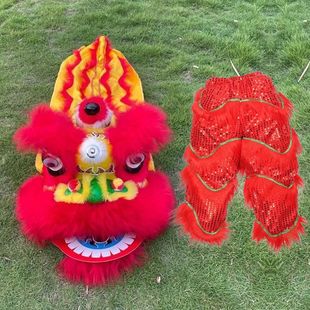 羊毛舞狮头服装全套道具儿童舞狮子头醒狮南狮婴幼儿双人表演衣服