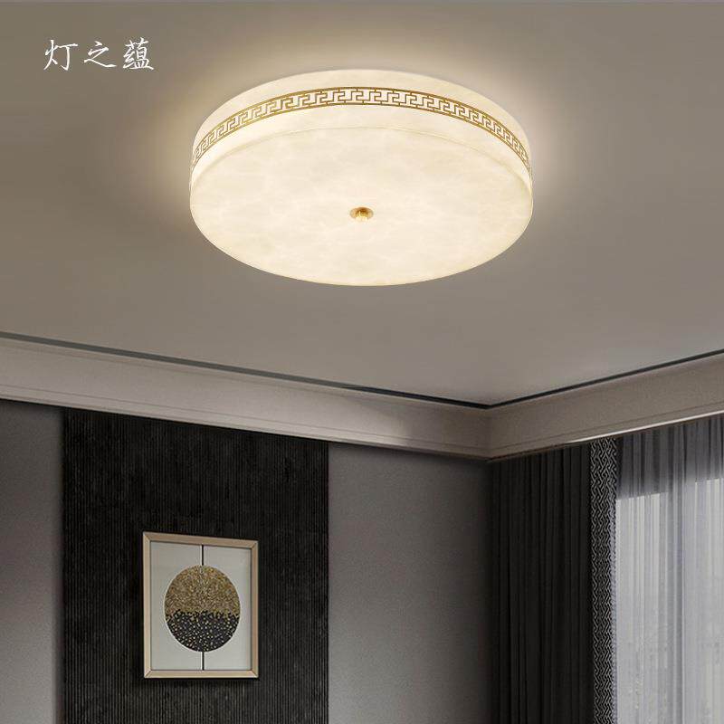 全铜仿云石新中式吸顶灯卧室现代简约大气中国风led餐厅过道灯具
