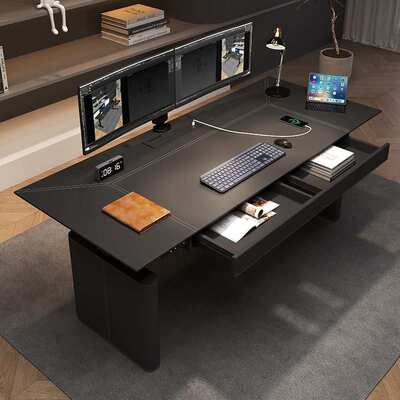 智能电动升降桌电脑桌马鞍皮书桌双人办公桌电竞桌学习桌工作台