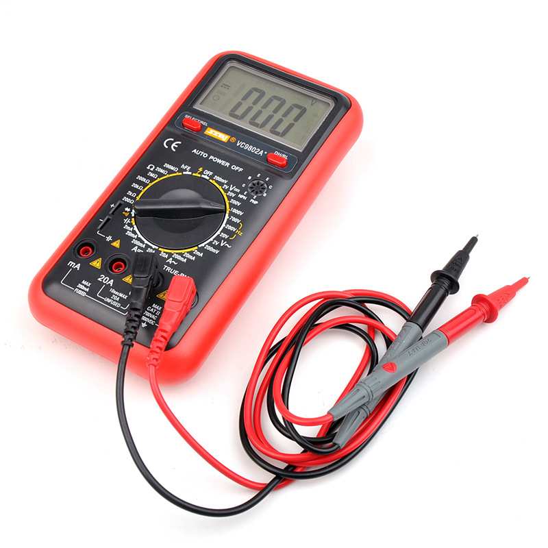 厂家供应滨江VC9802A+数字万用表电容电池电工手持式蜂鸣万用表