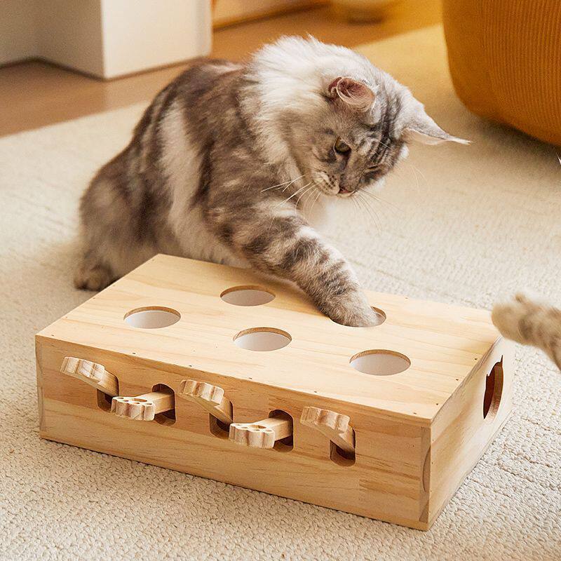 ぃ猫咪打地鼠玩具儿童人宠互动益智实木网红老鼠逗猫神器自嗨猫玩