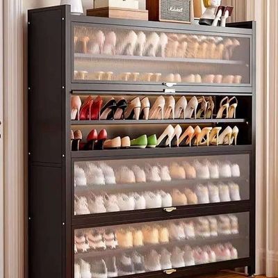 钢制鞋柜家用门口多层收纳柜一体靠墙防尘简易鞋架大容量储物鞋柜