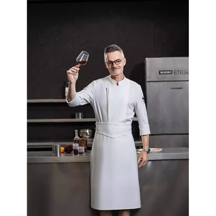 高端厨师工作服秋冬七分袖餐饮酒店饭店餐厅食堂(可绣花印字)