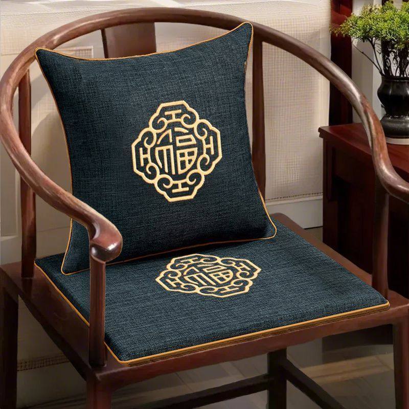 新中式沙发坐垫红木椅垫实木餐椅垫子四季通用防滑凳子垫海绵