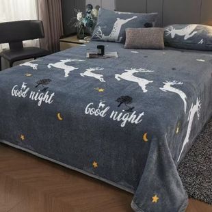 牛奶绒床单加绒冬季珊瑚绒毛毯单人学生宿舍毯子秋冬铺床双面毛绒