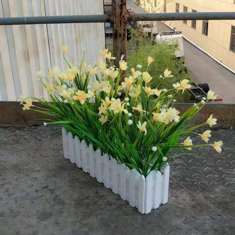 仿真花绿草栅栏套装室内室外假蝴蝶兰装饰品花假植物摆件假花