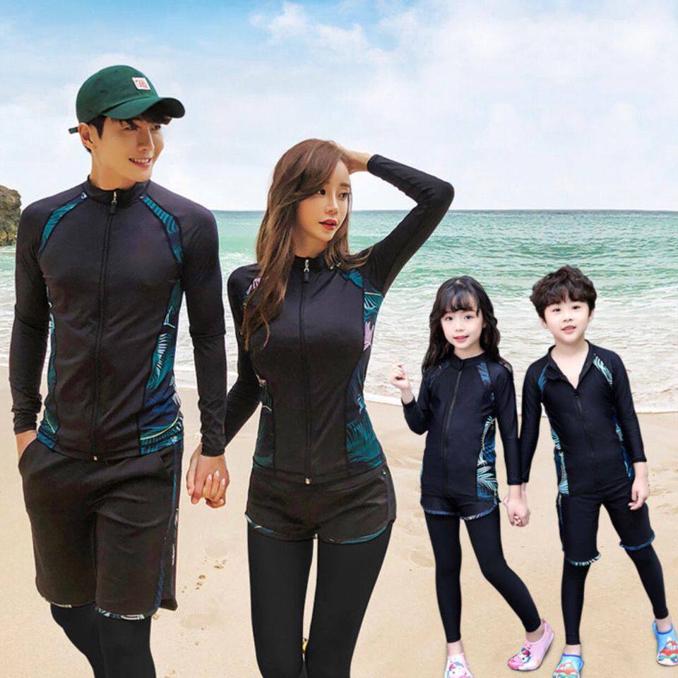 韩国潜水服女情侣分体浮潜泳衣保守显瘦长袖防晒速干冲浪服水母