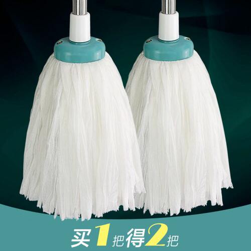 无纺布圆头吸水拖把加大号地拖老式水拖把纯手工家用手拧水墩布头