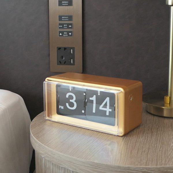 创意自动翻页钟表时尚客厅摆件座钟现代简约机械时钟家居个性台钟