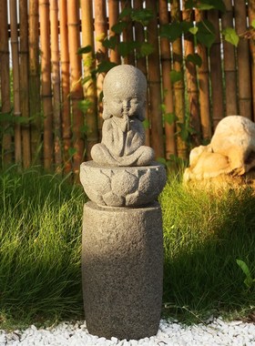 庭院花园佛系禅意小和尚摆件新中D式户外园林人物造景落地装饰品
