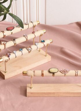 手链实木包邮金属首饰陈列 戒指条首饰架绿色展示架戒指绒布 架架