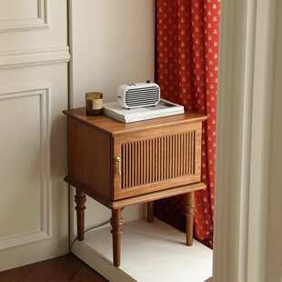 复古法式床头柜实木床边柜樱桃木床边儿童矮柜储物柜