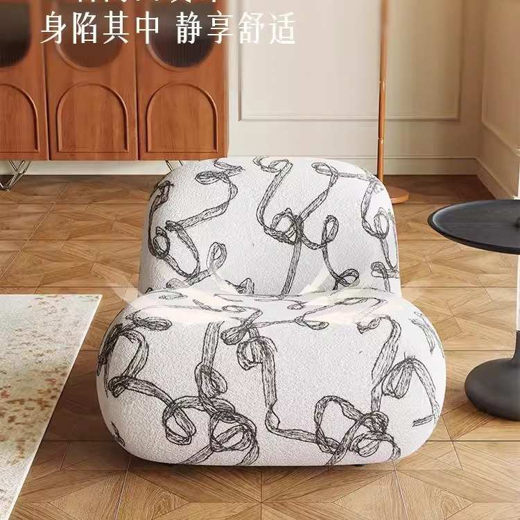 法式复古缎带椅子创意书房单人简约绒面休闲座椅客厅阳台小沙发椅