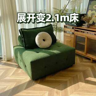 批布艺沙发床折叠1米5宽两用豆腐方块小户型客厅单人沙发床2025新