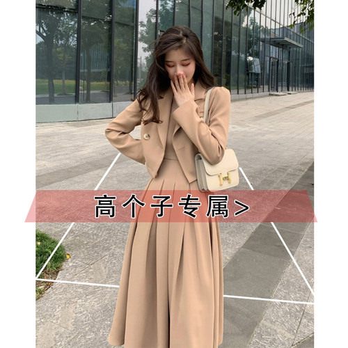 175高个子超长裙穿搭时尚套装170气质女装早秋两件套连衣裙子及踝