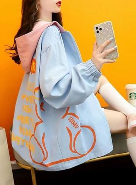 大童12女孩13初中学生15岁冲风衣夹克春秋薄款风衣工装棒球服外套