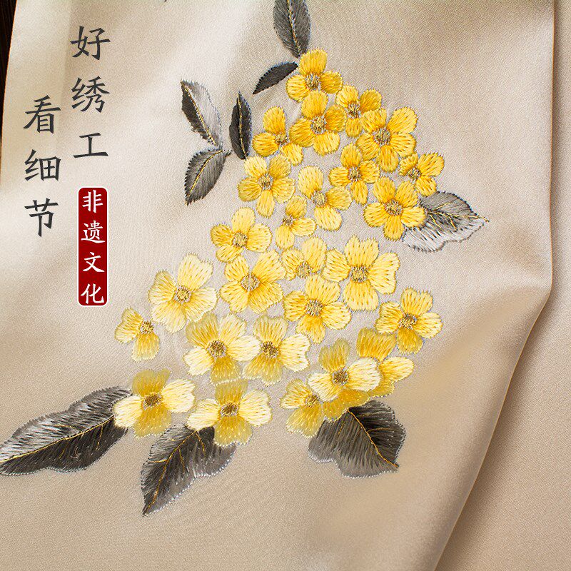 苏州刺绣真丝围巾女桑蚕丝绣花丝巾民族风配旗袍披U肩中式丝绸围