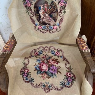 出口纯手工羊毛线绒绣绣片/半Q成品靠垫/挂画