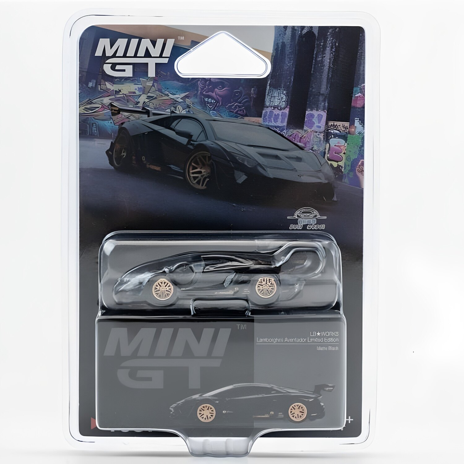 MINIGT1087挂卡兰博基尼埃文塔多大牛哑光黑色碳盖金轮64合金车模图片