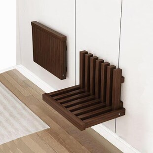 折叠换鞋凳壁挂式入户门挂墙玄关鞋柜隐藏式进门穿鞋凳实木上墙凳