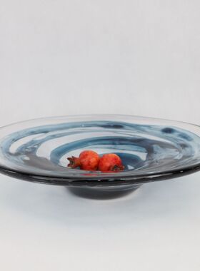 简约现代琉璃果盘摆件样板房售楼部家居客厅轻奢软装饰品创意摆设