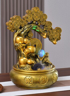 招财进宝流水摆件循环水装饰风水轮喷泉客厅办公室景观开业礼物