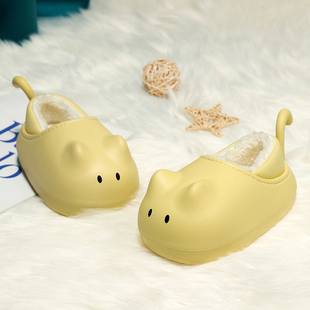 猫咪亲子儿童棉拖鞋女孩冬天宝宝男童家居防水保暖女童毛拖鞋包跟