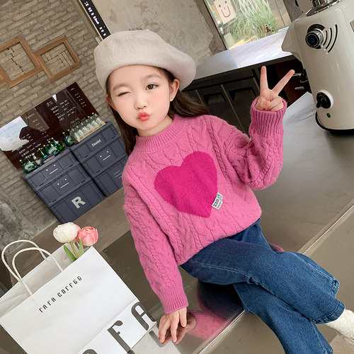 女童毛衣秋季2024新款女宝宝洋气秋冬长袖线衣儿童针织衫保暖上衣