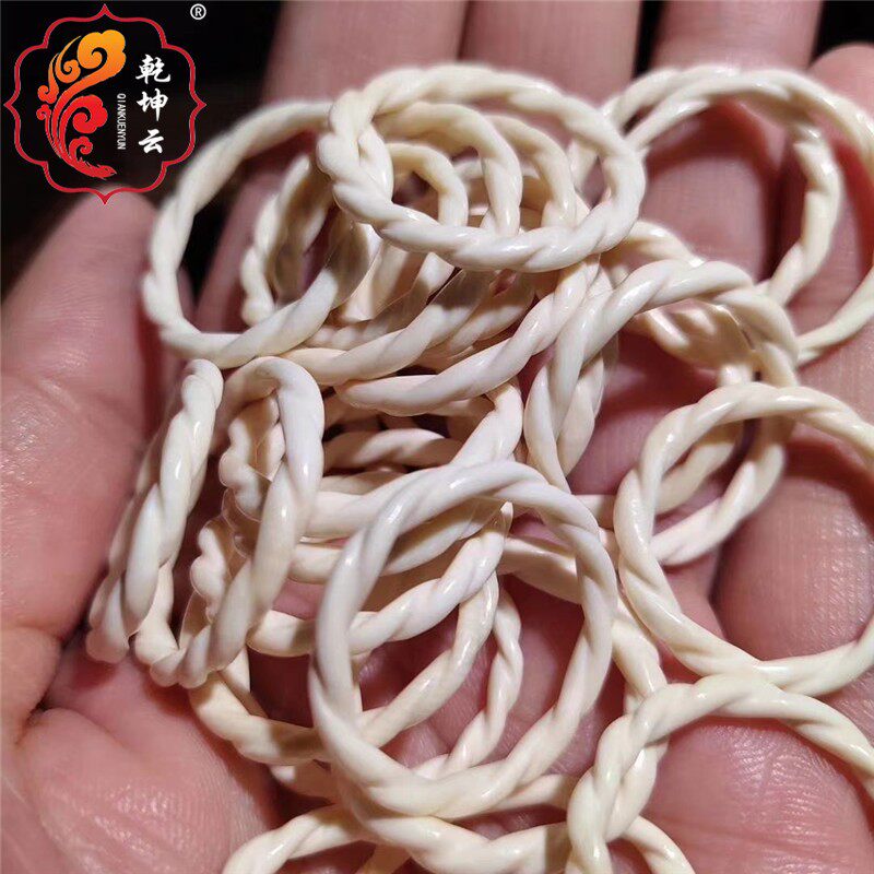 苏工猛犸牙戒指麻花指环苏工雕刻男女款尾戒白冰血料果冻文玩戒圈