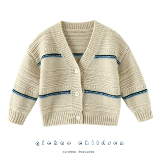 格外的好看~加厚儿童羊绒开衫女童男童纯羊绒毛衣针织开衫外套冬