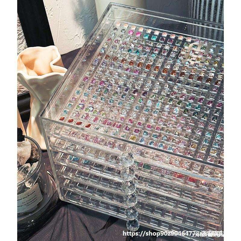 子别墅新款亚克力收纳现货华子美甲钻小饰品抽屉整理收纳美甲店