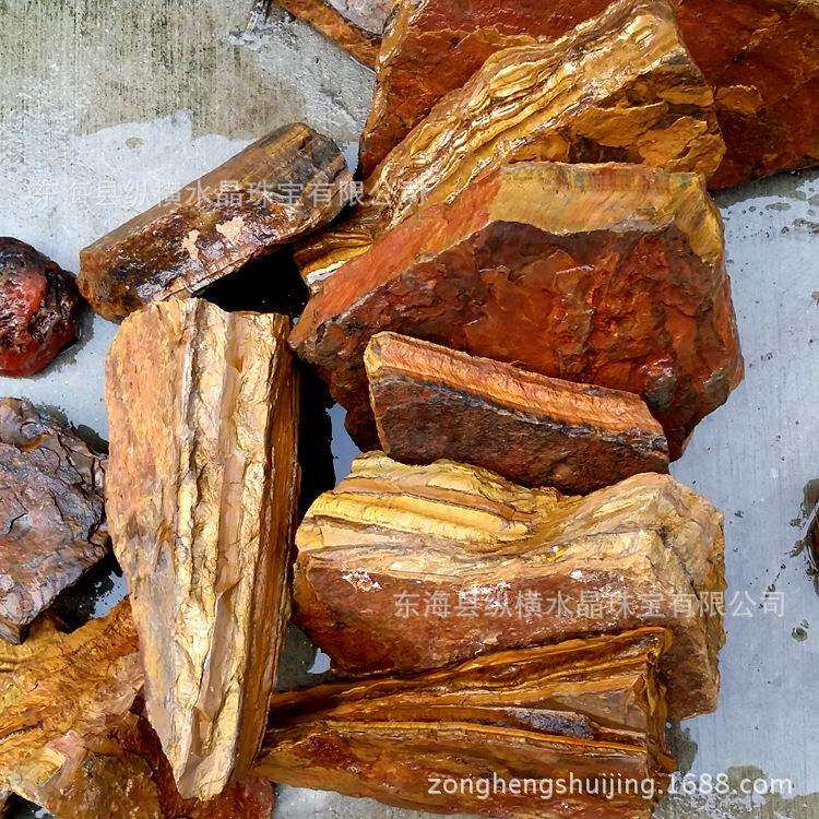 一千克价南非黄虎睛石原石 大块虎眼石毛料长15厘米