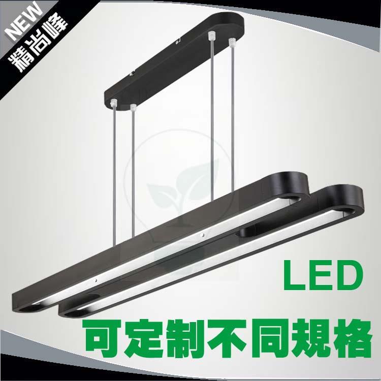 跨境LED双管圆头铝材办公吊灯会议室设计工作室前台直尺吊线灯具