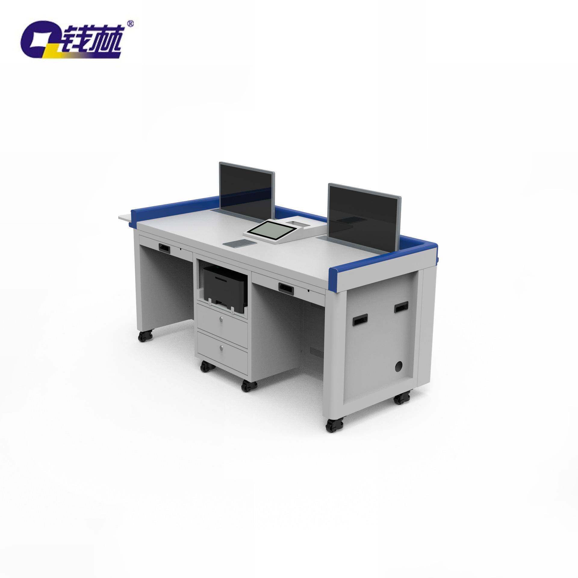 审讯桌QL-ZZL21AN双工位21.5英寸双升降屏设计