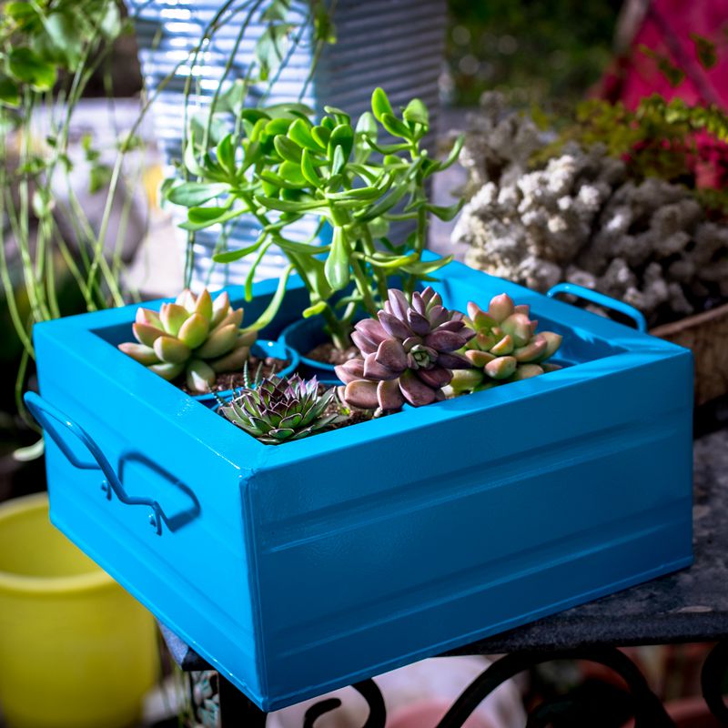 北欧风铁彩色花盆阳o台花园方形花盆套盆多色种植盆育苗种菜盆包