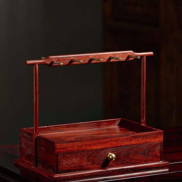 红木钥匙挂架实木中式置物架家用玄关摆件桌面收纳盒抽屉创意精致,家居饰品,装饰摆件,淘宝优惠券,粉丝福利购,淘宝优惠卷