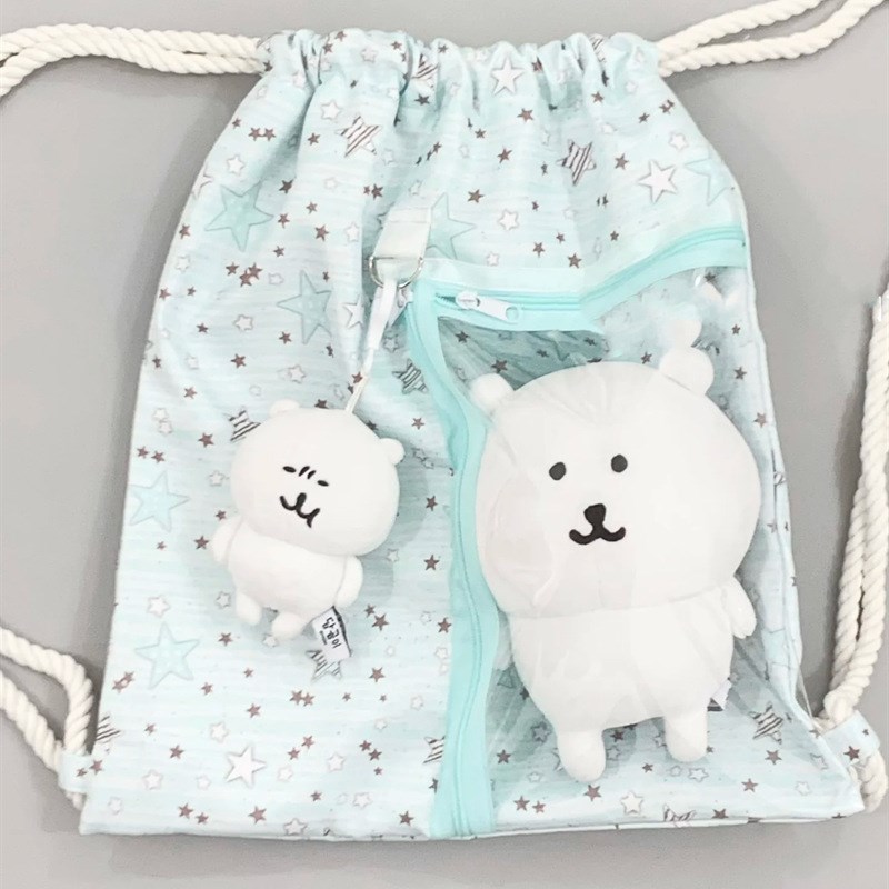 布袋痛薄巧星波点l抽绳痛包双肩娃包女大容量谷物养上课通勤帆揹