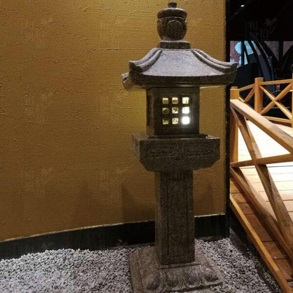 庭院灯石头笼摆件灯户外造景仿古庭院太阳能青日式石中式石雕石灯