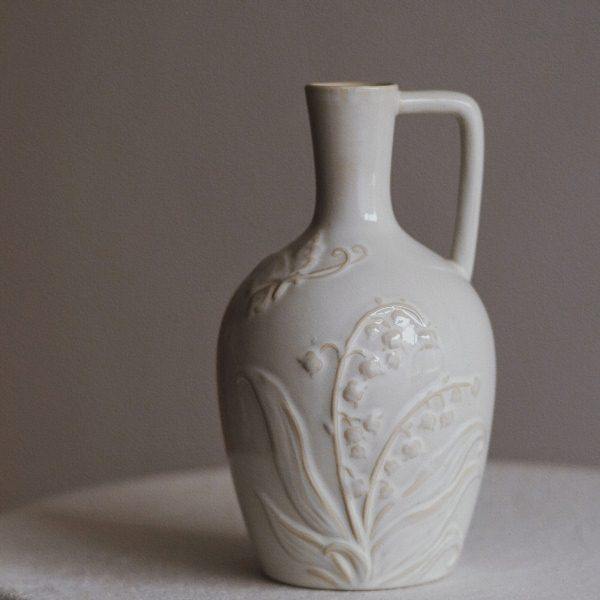 浮雕立体玲兰法式田园风复古奶油风陶瓷花瓶客厅白色艺术插花摆件,家居饰品,花瓶,淘宝优惠券,粉丝福利购,淘宝优惠卷