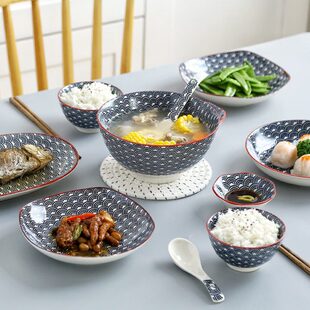 轻奢组合碗碟套餐盘子菜盘家用碗筷中式汤碗陶瓷 微波炉网红餐具