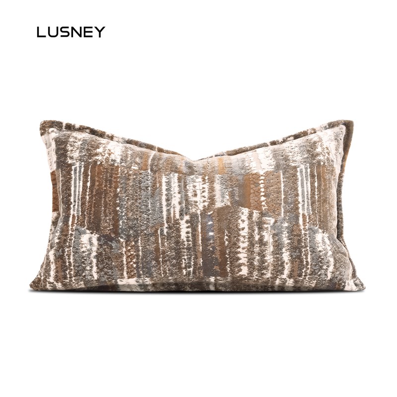 新中式轻奢高档沙发抱枕r橘橙色割绒定制样板房客厅床上腰枕靠垫